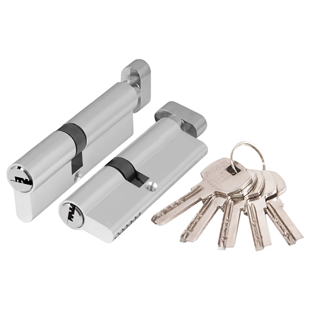 Фото Цилиндровый механизм (AX202/100) AX2002Knob100 (50+10+40) CP хром с вертушкой