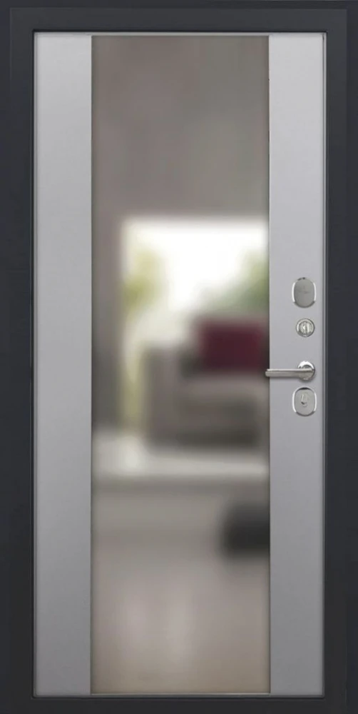 Входная дверь ДвериПРО L-43 Алиса (16мм, ПВХ софт грей, зеркало) DPRO200119 внутренняя сторона