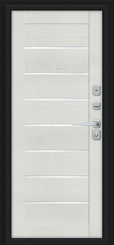 Входная дверь Техно/BChrome Букле черное/Bianco Melinga BR6189 внутренняя сторона