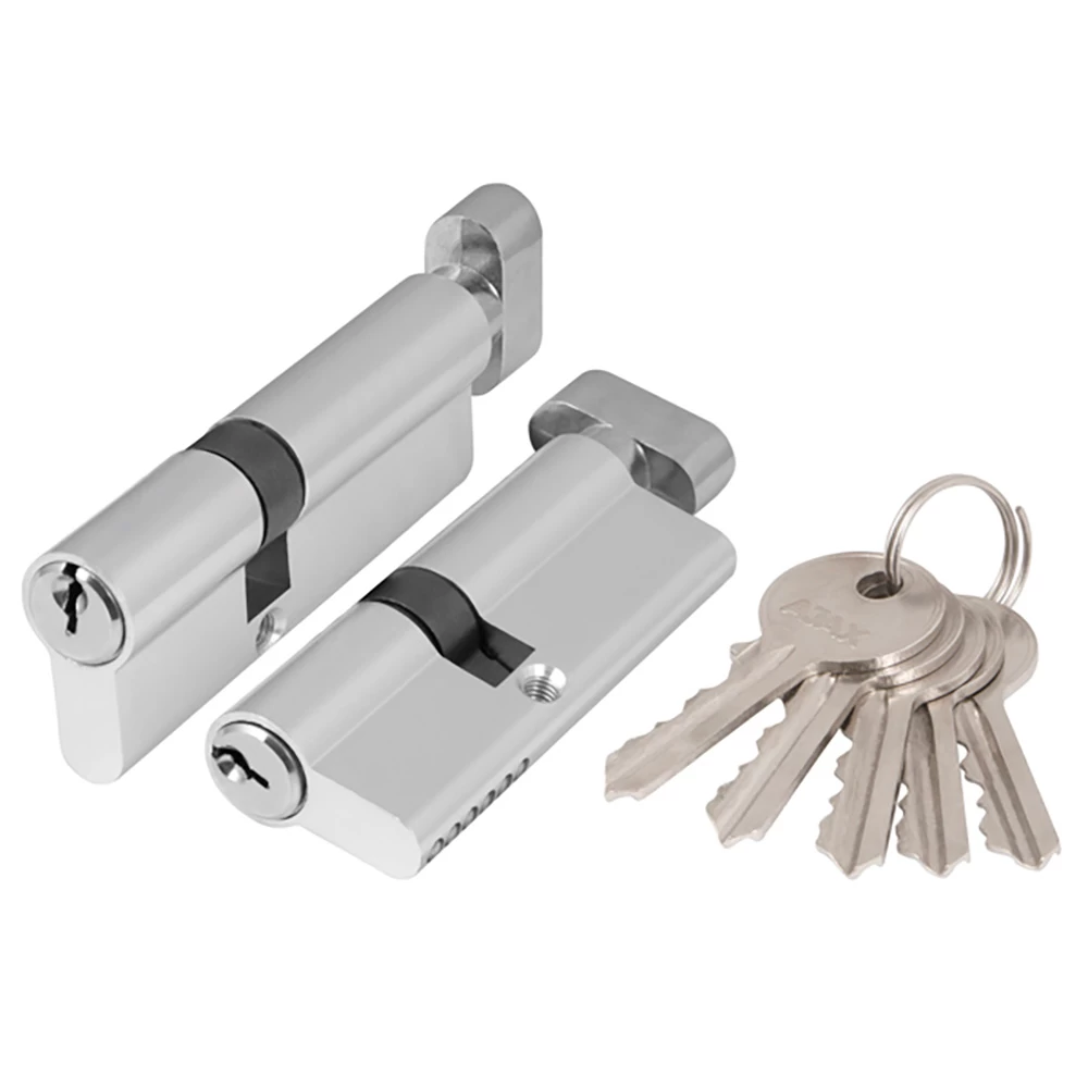 Фото Цилиндровый механизм (AX102/70) AX1002Knob70 (30+10+30) CP хром с вертушкой