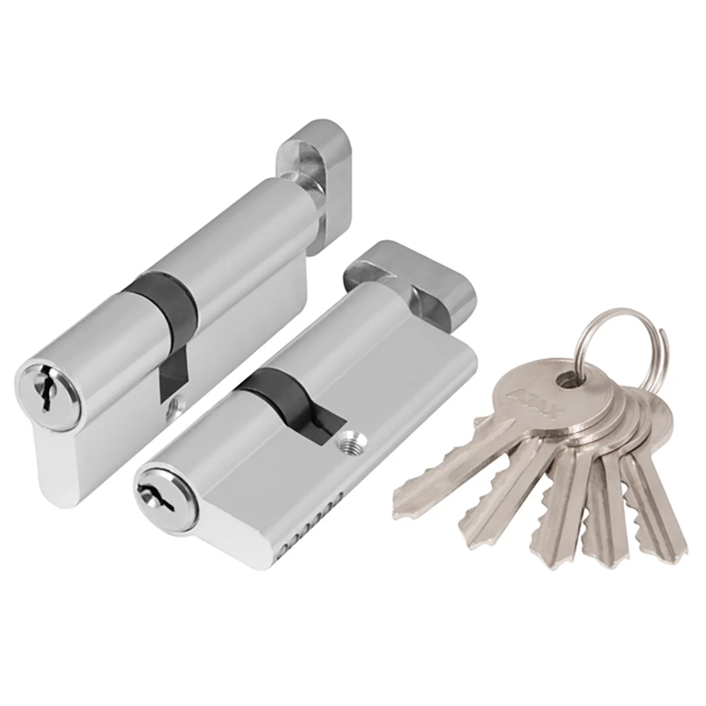 Фото Цилиндровый механизм (AX102/80) AX1002Knob80 (30+10+40) CP хром с вертушкой