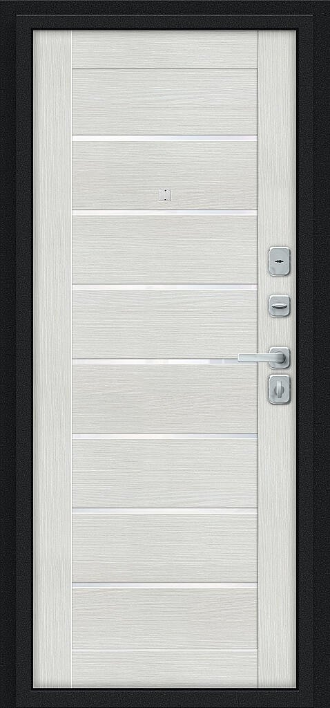 Входная дверь Техно/BChrome Букле черное/Bianco Melinga BR6189 внутренняя сторона