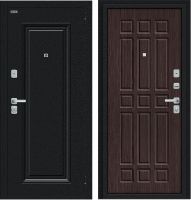 Дверь Браво Мило МФ/BChrome Букле черное/Букле черное/Wenge Melinga